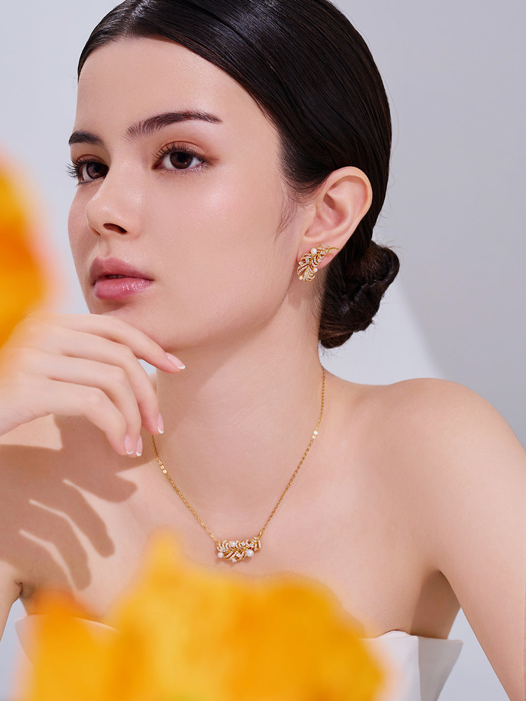 顶级淡水珍珠耳环 WE01021 | FEATHER