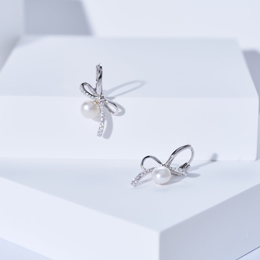 Boucles d'oreilles en perles d'eau douce de qualité supérieure WE01023 | RUBAN