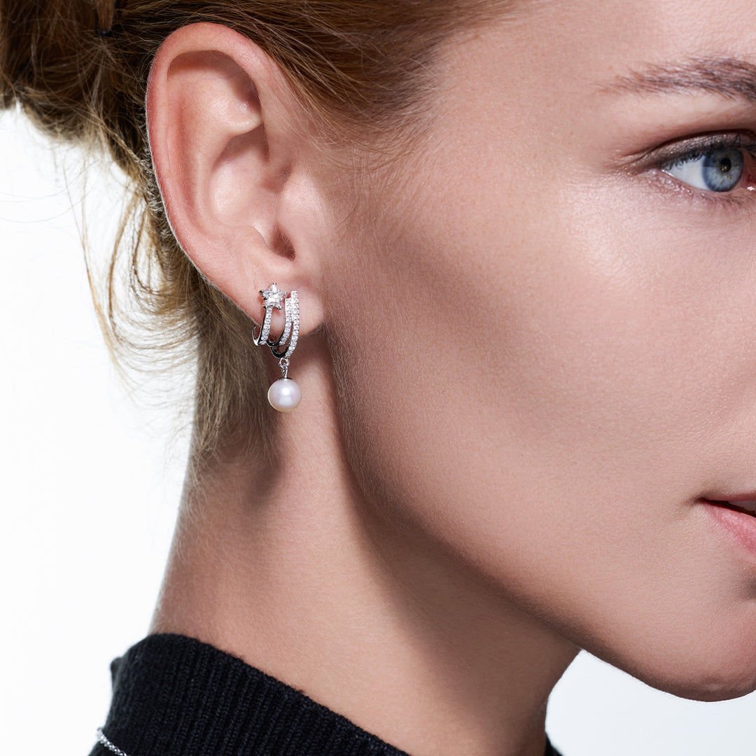 Boucles d'oreilles en perles d'eau douce de première qualité WE01027 | STARRY