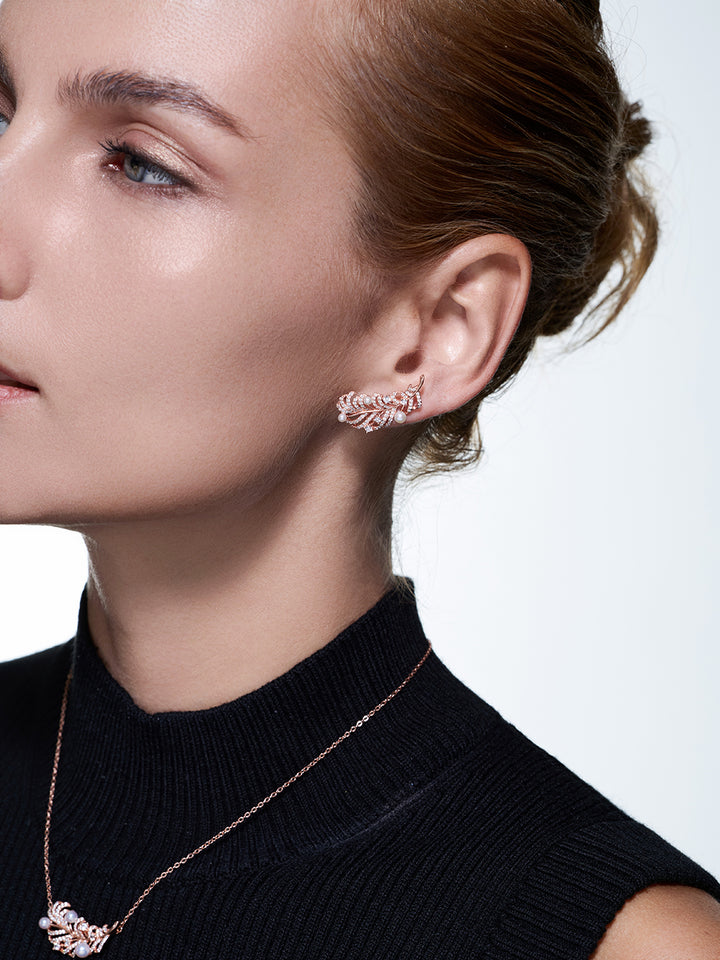 Boucles d'oreilles en perles d'eau douce de première qualité WE01035 | PLUME