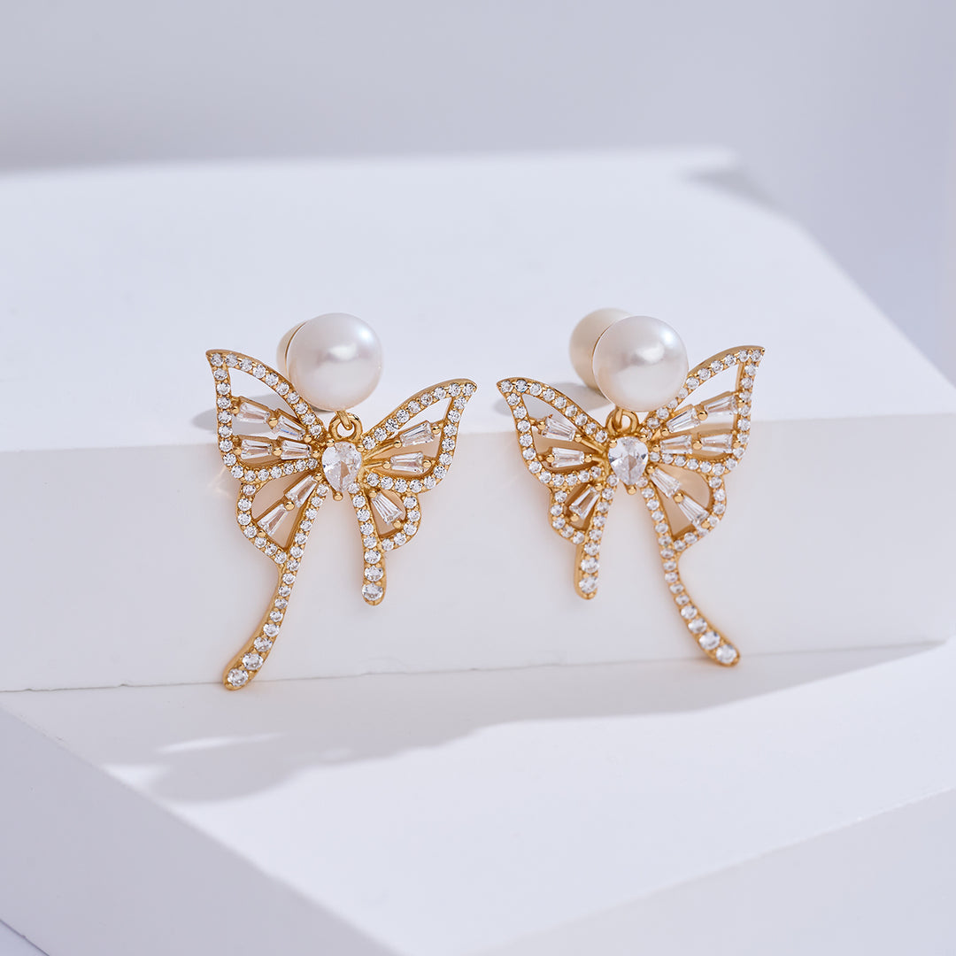 Top Grade Freshwater Pearl Earrings WE01037 | BUTTERFLY