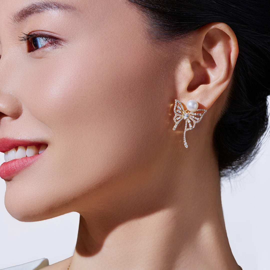 Orecchini con Perle d'Acqua Dolce di Prima Qualità WE01037 | BUTTERFLY