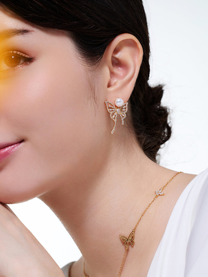Top Grade Freshwater Pearl Earrings WE01037 | BUTTERFLY