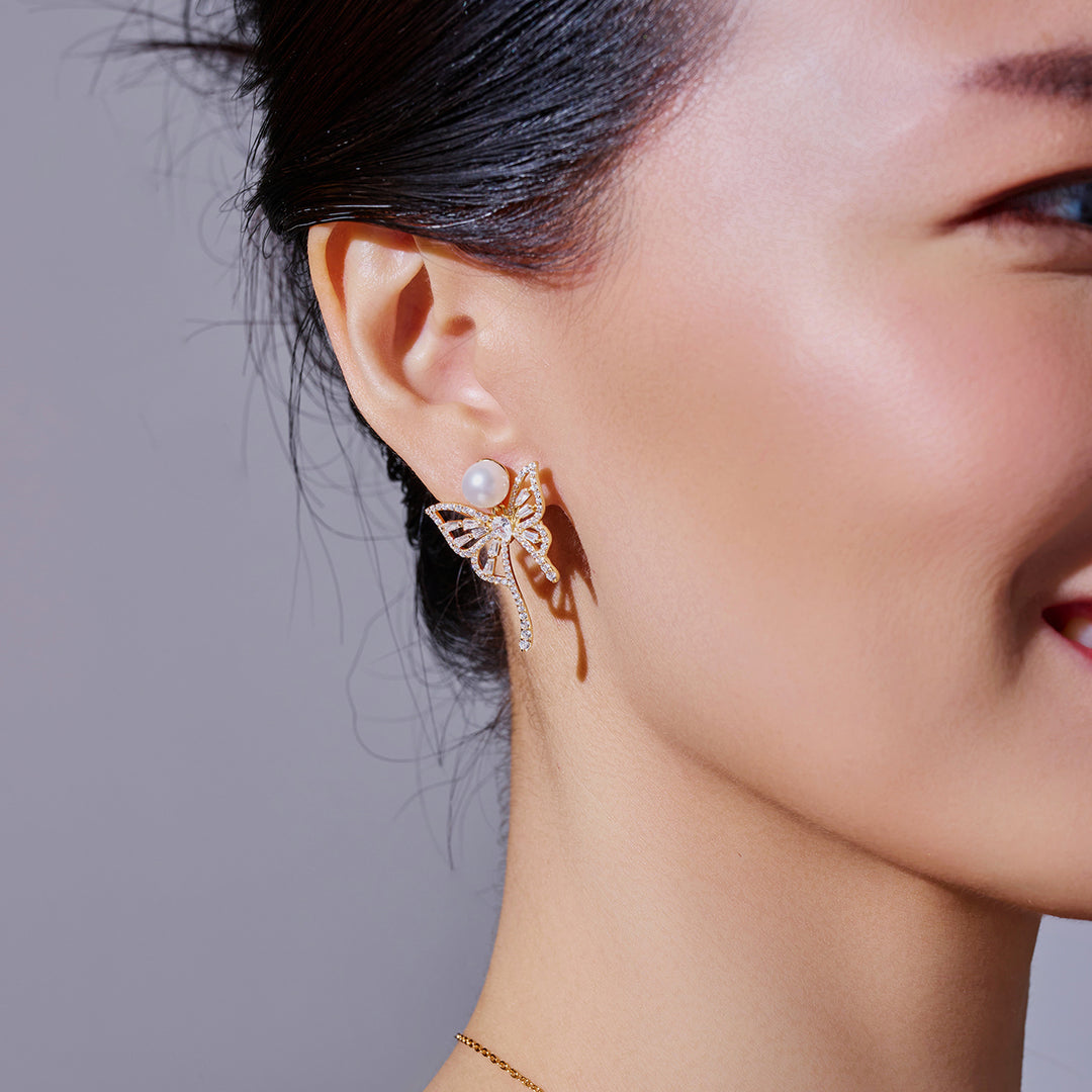 Top Grade Freshwater Pearl Earrings WE01037 | BUTTERFLY