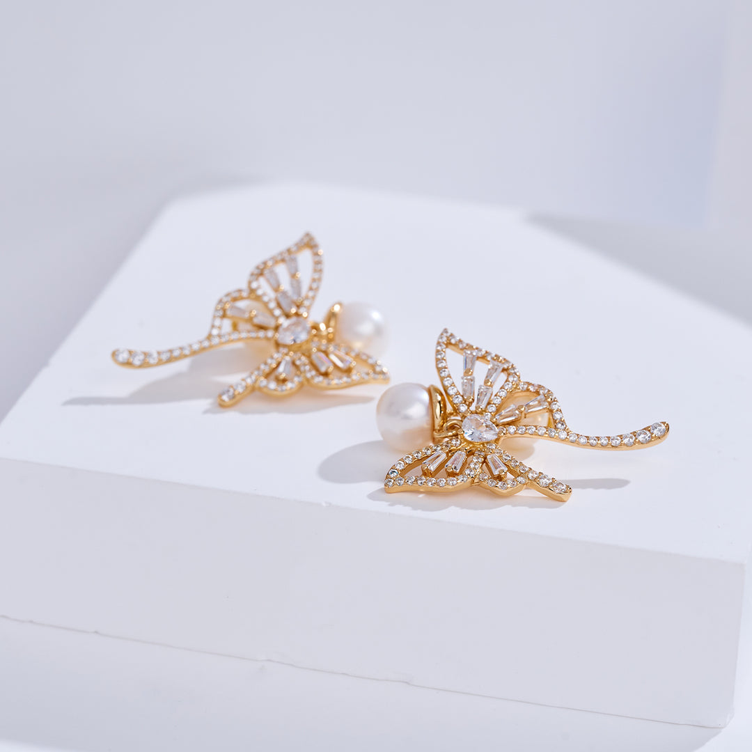 Top Grade Freshwater Pearl Earrings WE01037 | BUTTERFLY