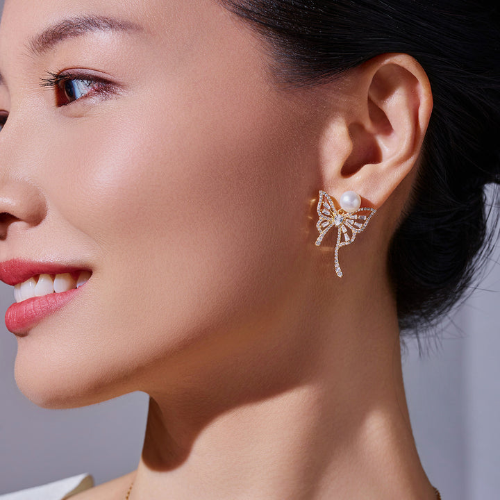 Top Grade Freshwater Pearl Earrings WE01037 | BUTTERFLY