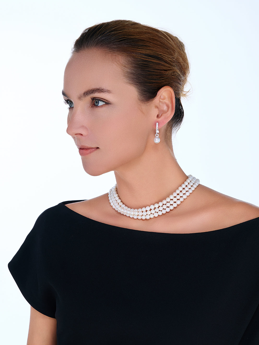 Pendientes de perla Edison Top Luste WE01066