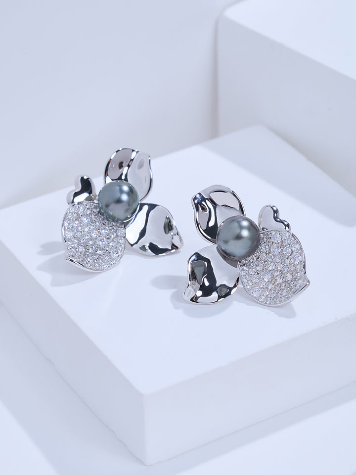 أقراط لؤلؤ تاهيتي من مياه البحر بلمعان فائق WE01091 | أوركيد