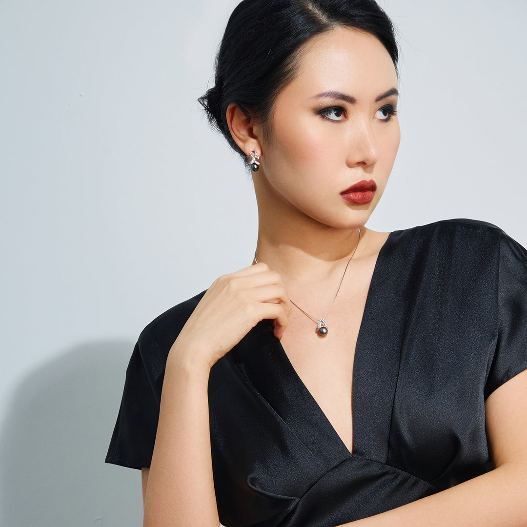 Elegant Saltwater Tahitian Pearl Set WS00007 - PEARLY LUSTRE