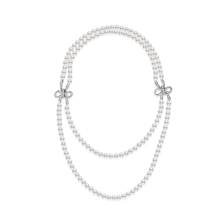 Princess Length 2-layer Freshwater Pearl Necklace WN00227 | RIBBON