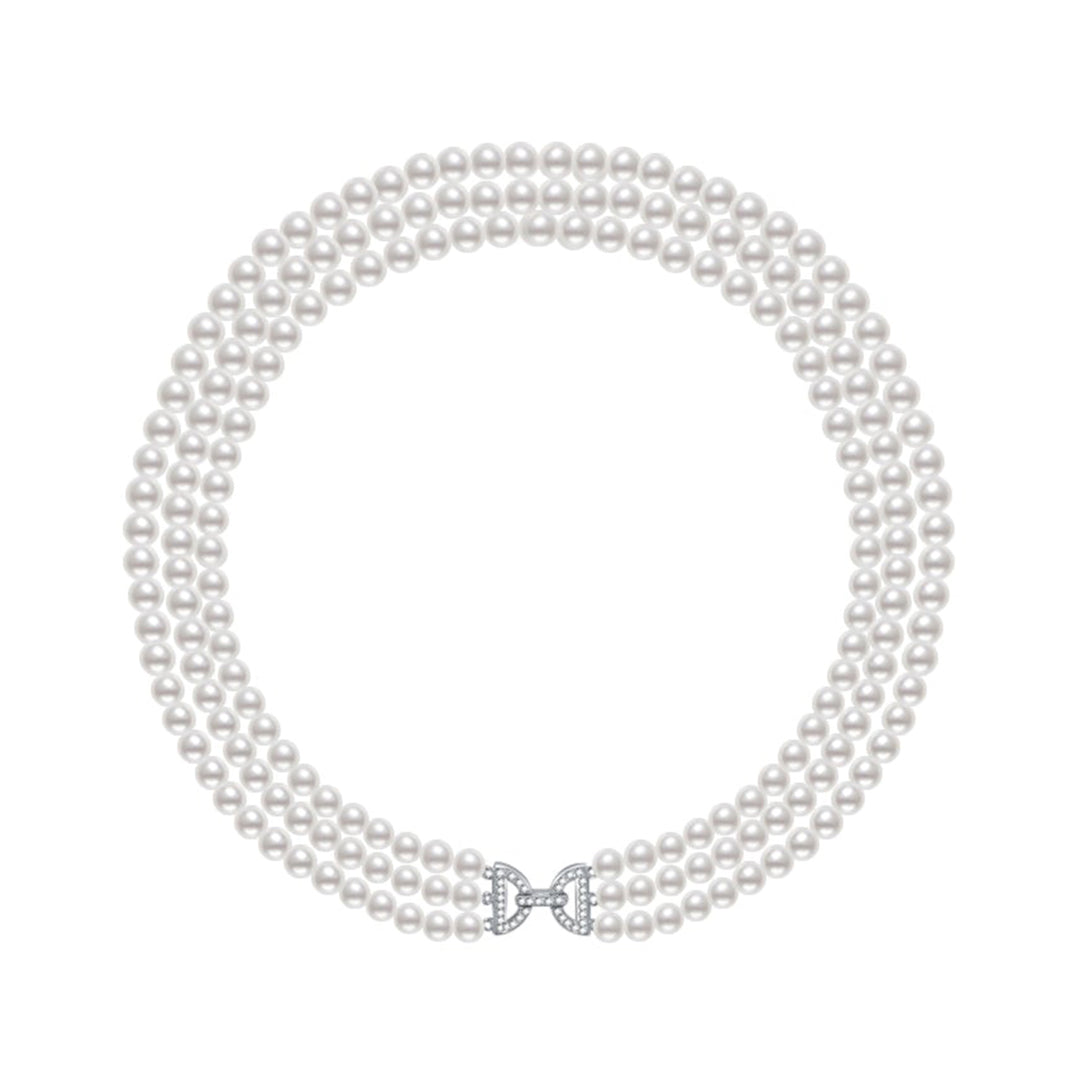 Princess Length 3-layer Freshwater Pearl Necklace WN00278 - PEARLY LUSTRE