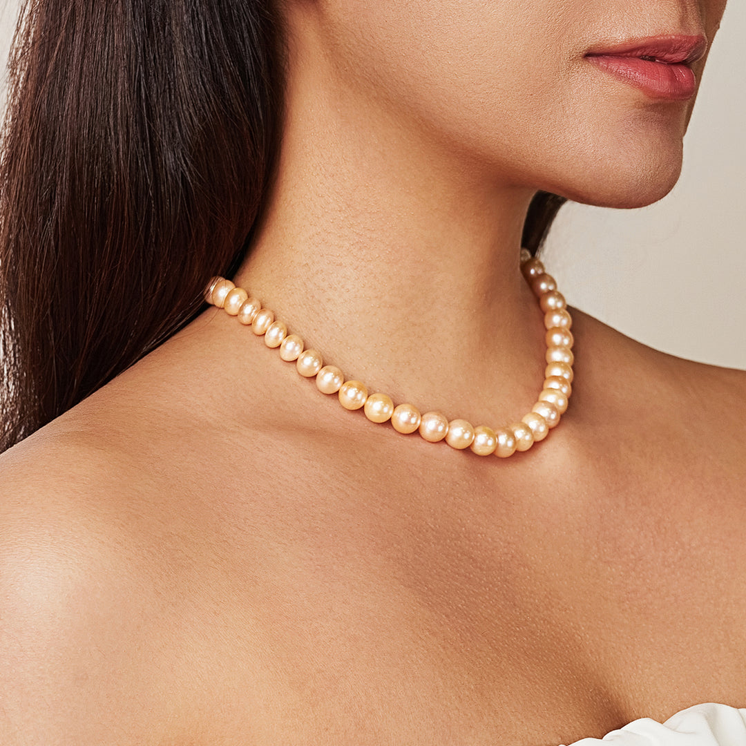 Collar de perlas de agua dulce rosadas de grado superior WN00337