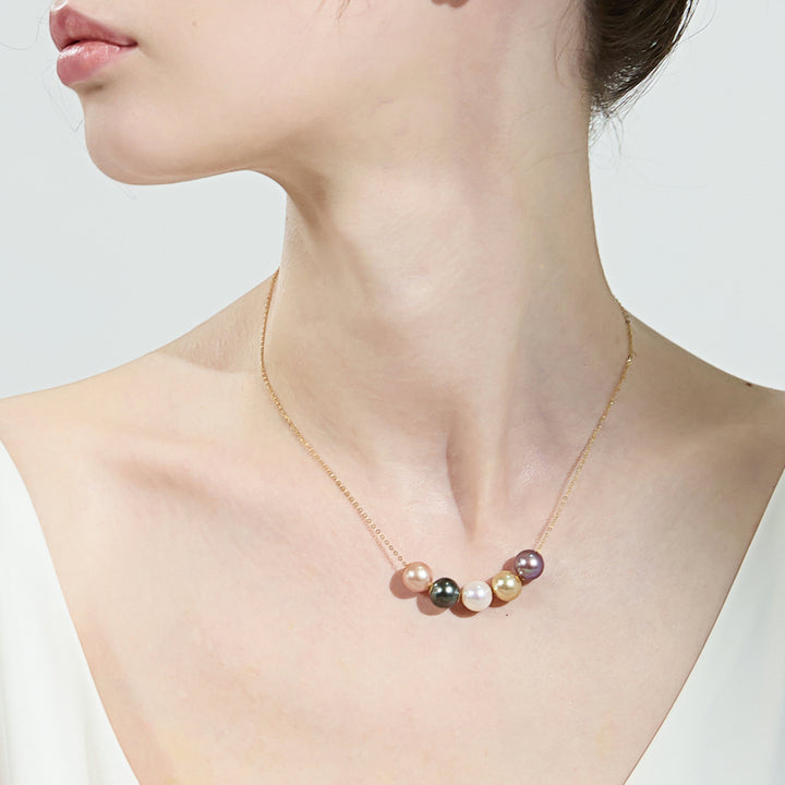 Halskette aus 18-karätigem Massivgold mit austauschbaren Süßwasserperlen KN00044 | Möglichkeiten