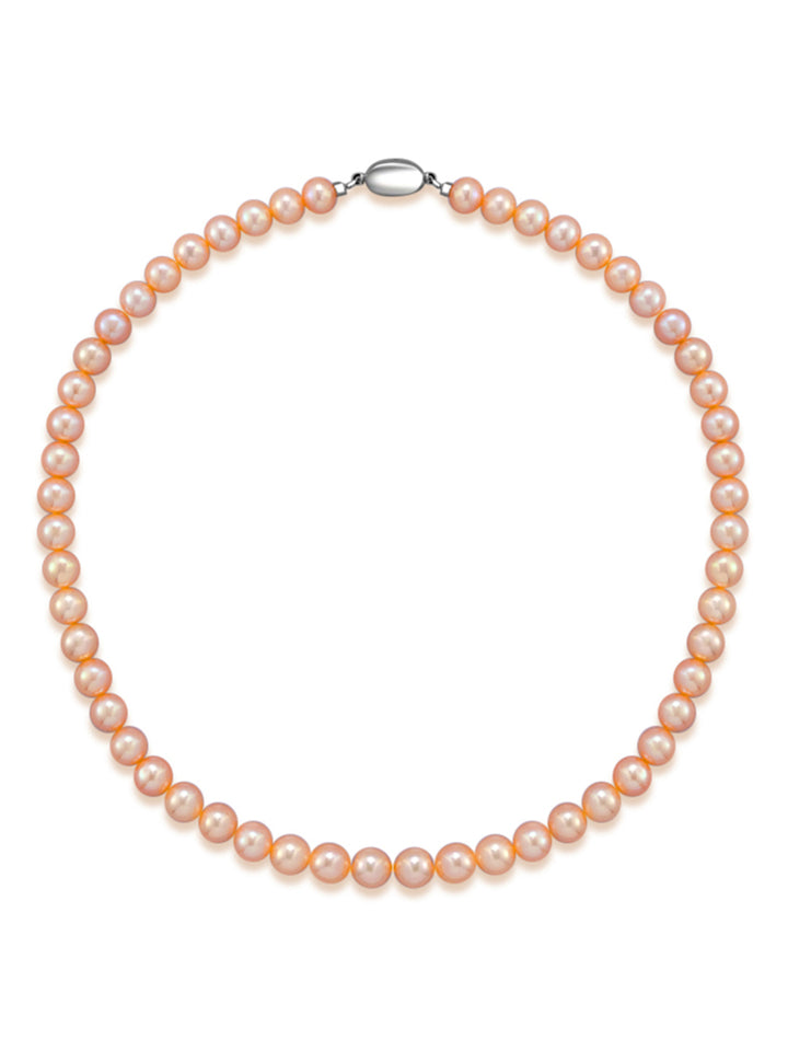 Collar de perlas de agua dulce rosadas de grado superior WN00406