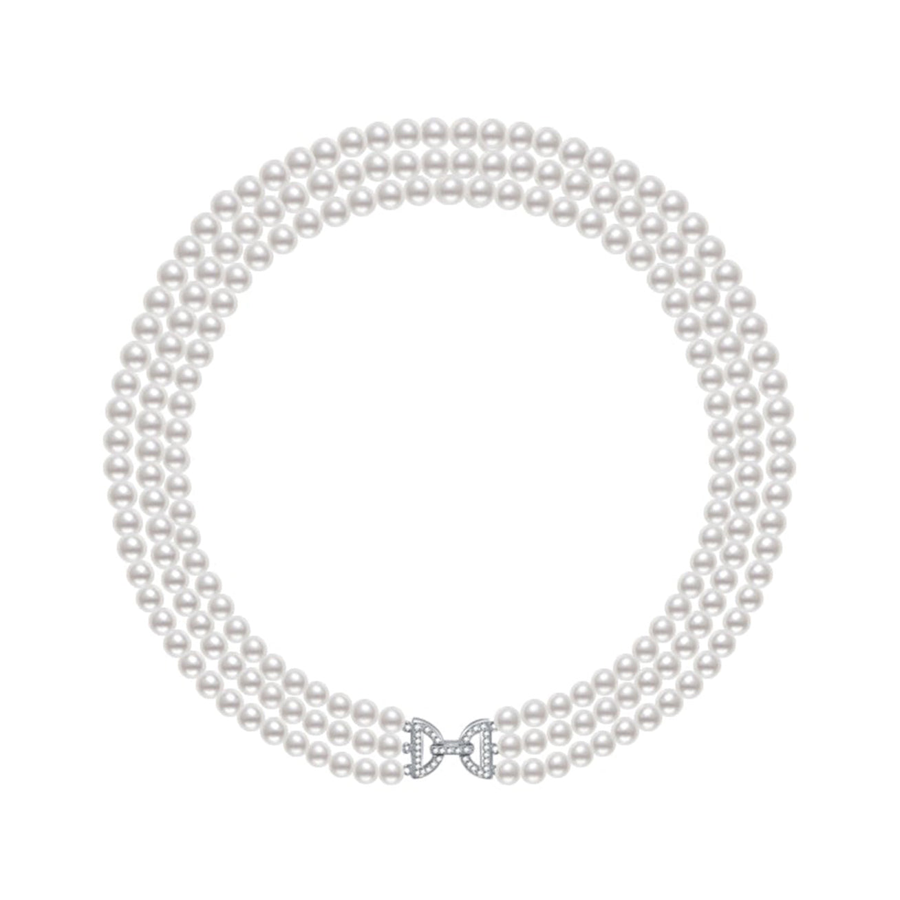 Choker Length 3-Layer Freshwater Pearl Necklace WN00499 - PEARLY LUSTRE