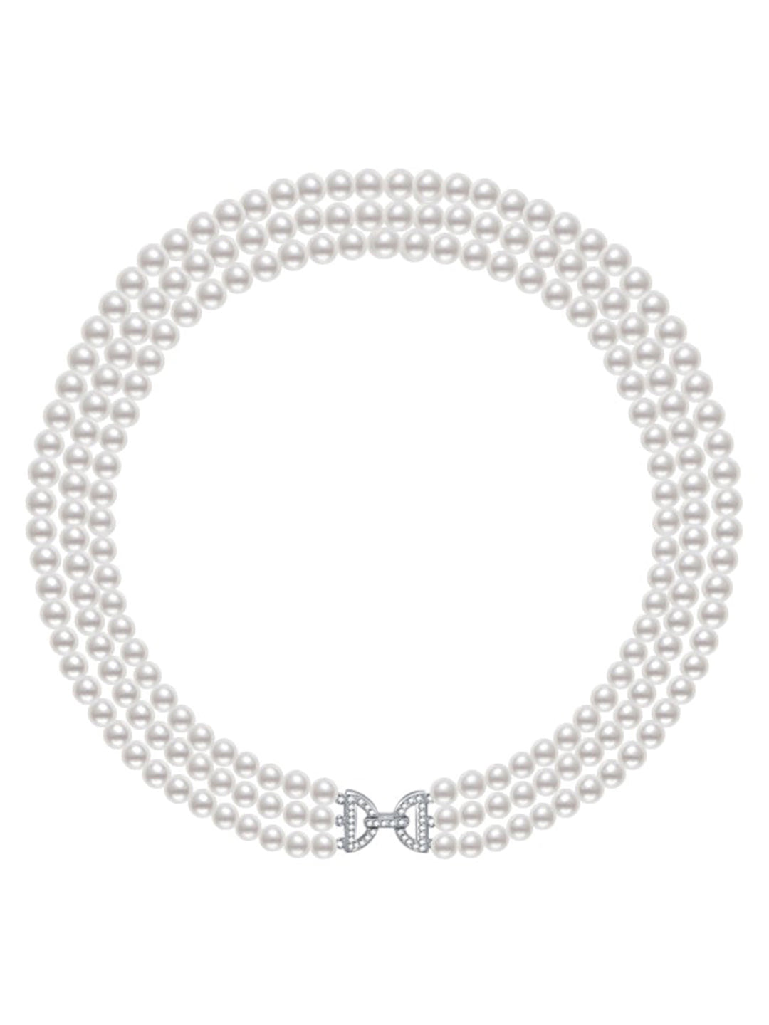 Collar de perlas de agua dulce de 3 capas con longitud de gargantilla WN00499