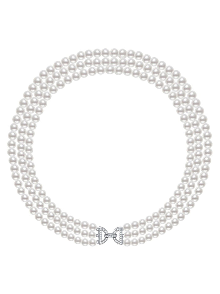 Choker Length 3-Layer Freshwater Pearl Necklace WN00499