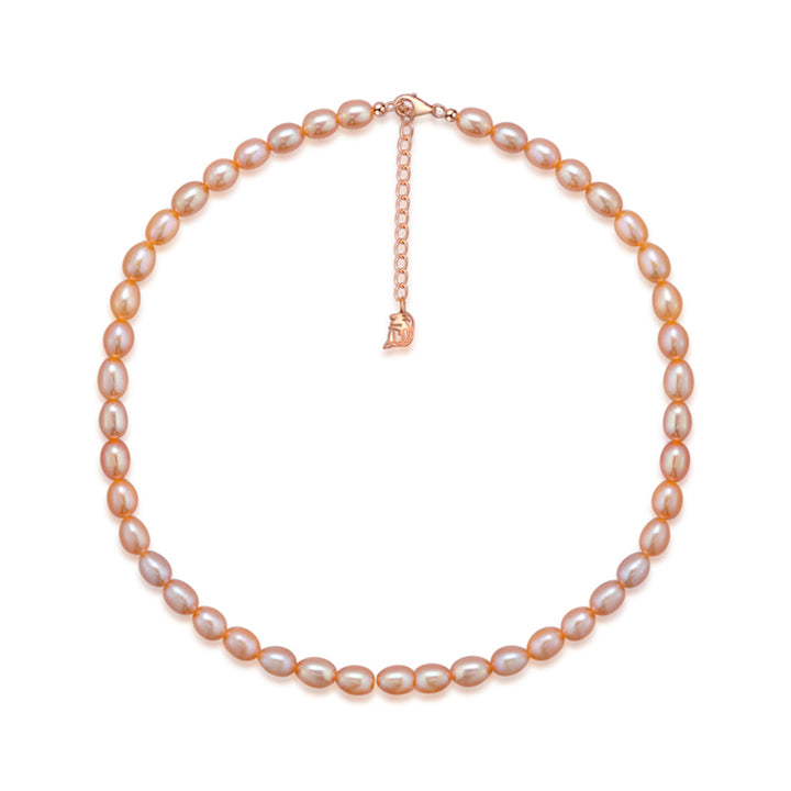 Elegant Pink Freshwater Rice Pearl Necklace WN00501 - PEARLY LUSTRE