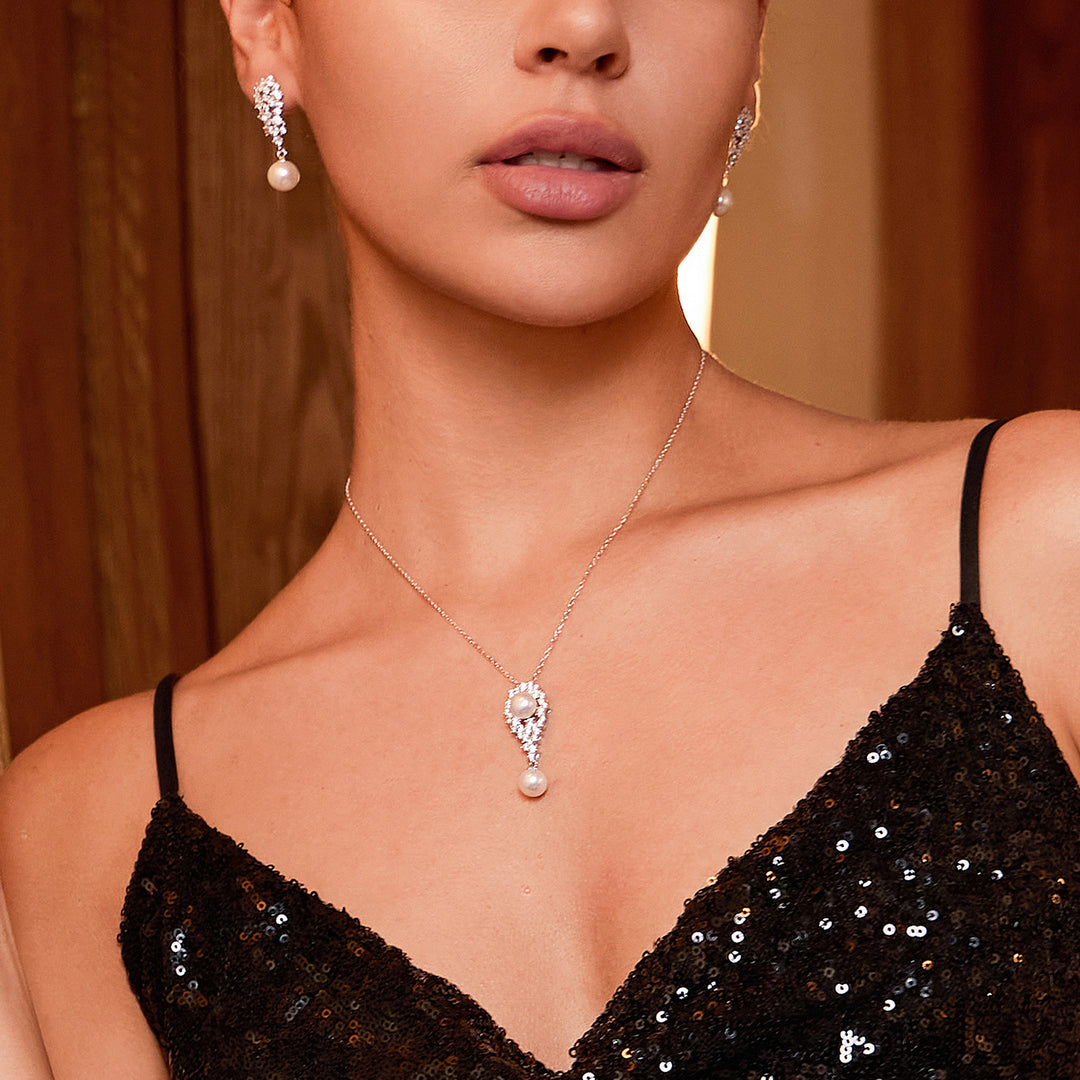 Elegante Collar de Perlas de Agua Dulce WN00518 | CELESTE