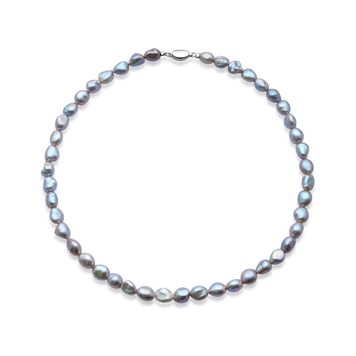 Silver-Purple Freshwater Pearl Necklace WN00532 | Keshi - PEARLY LUSTRE