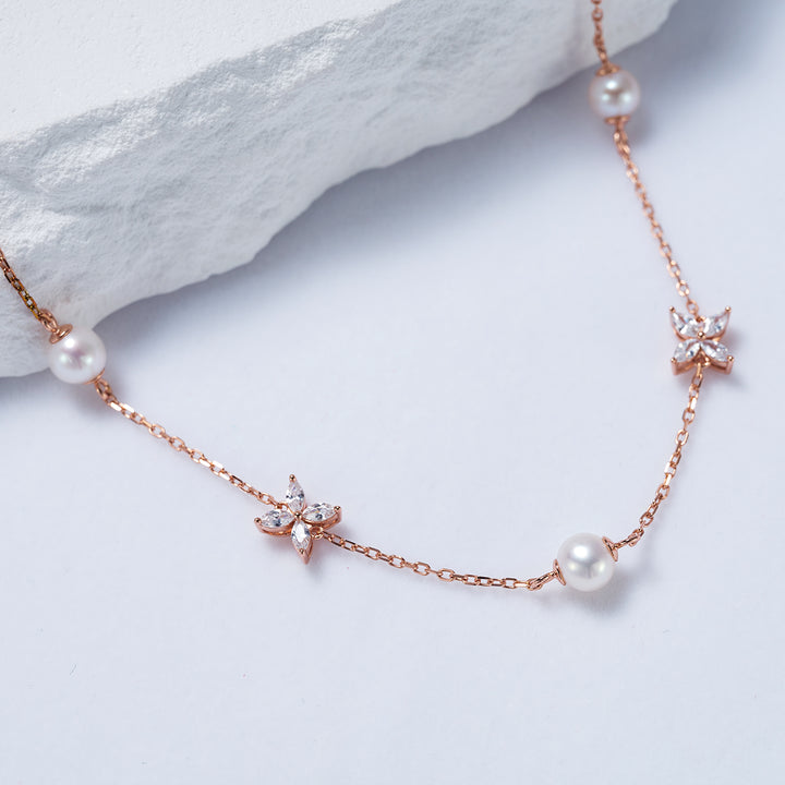 Collar de perlas de agua dulce de primera calidad WN00562 | HOJA ETERNA