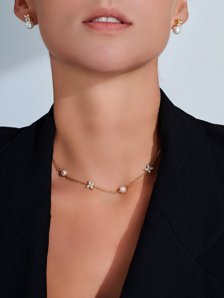 Collar de perlas de agua dulce de primera calidad WN00564 | HOJA ETERNA