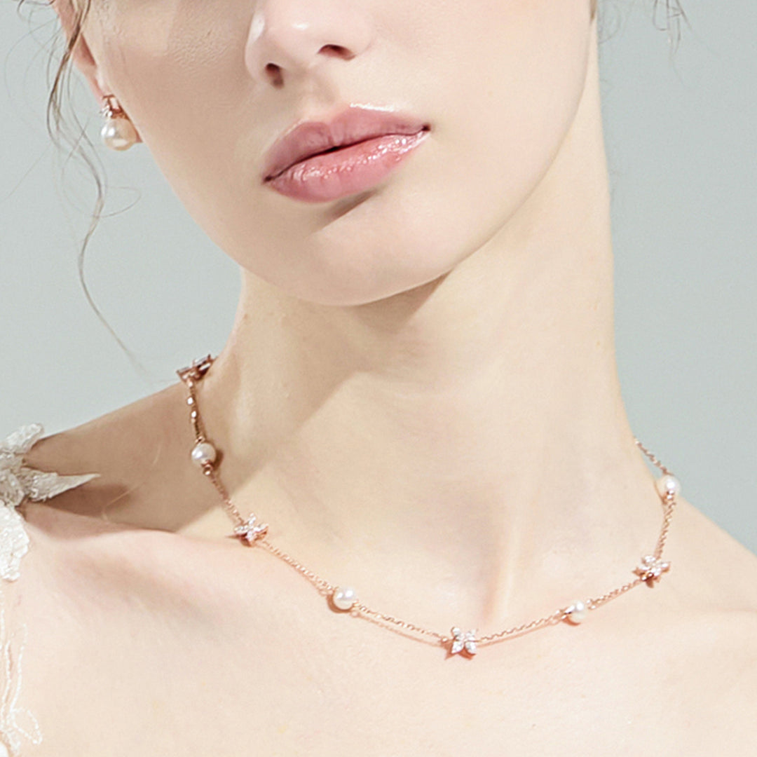 Collar de perlas de agua dulce de primera calidad WN00565 | HOJA ETERNA