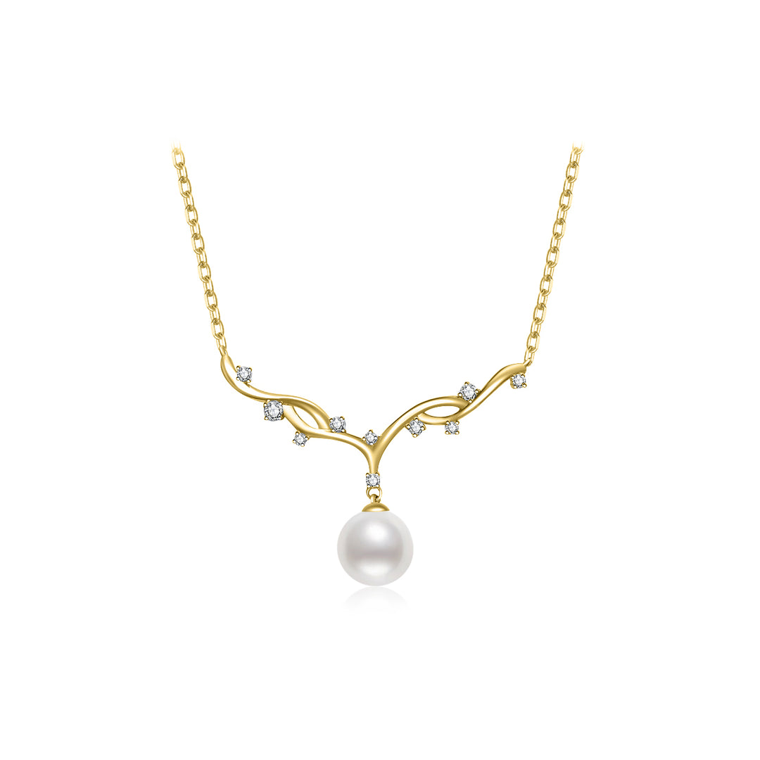 18k Freshwater Pearl Necklace KN00084 | STARRY - PEARLY LUSTRE