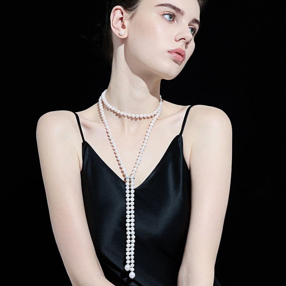 Collar elegante de perlas de agua dulce de 1,25 metros WN00611