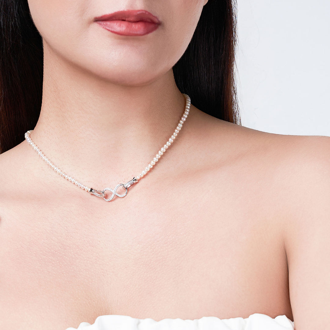 Elegante collana di perle d'acqua dolce multistile WN00582