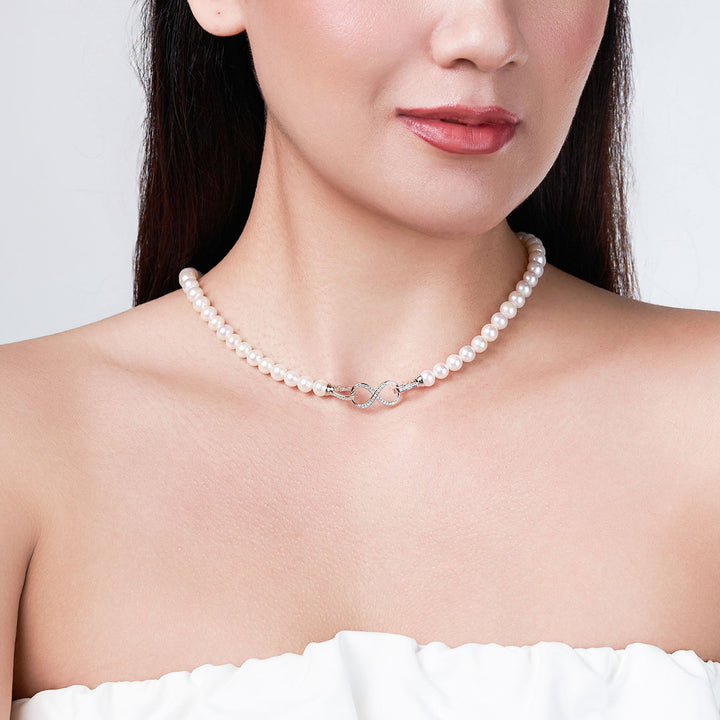 Elegante collana di perle d'acqua dolce multistile WN00582