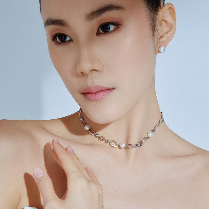 Top Grade Freshwater Pearl Necklace & Earrings Set WS00132 | SAFARI - PEARLY LUSTRE