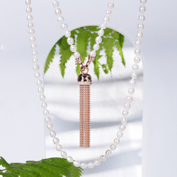 Collana di perle d'acqua dolce con stampa ghepardo WN00592 | SAFARI