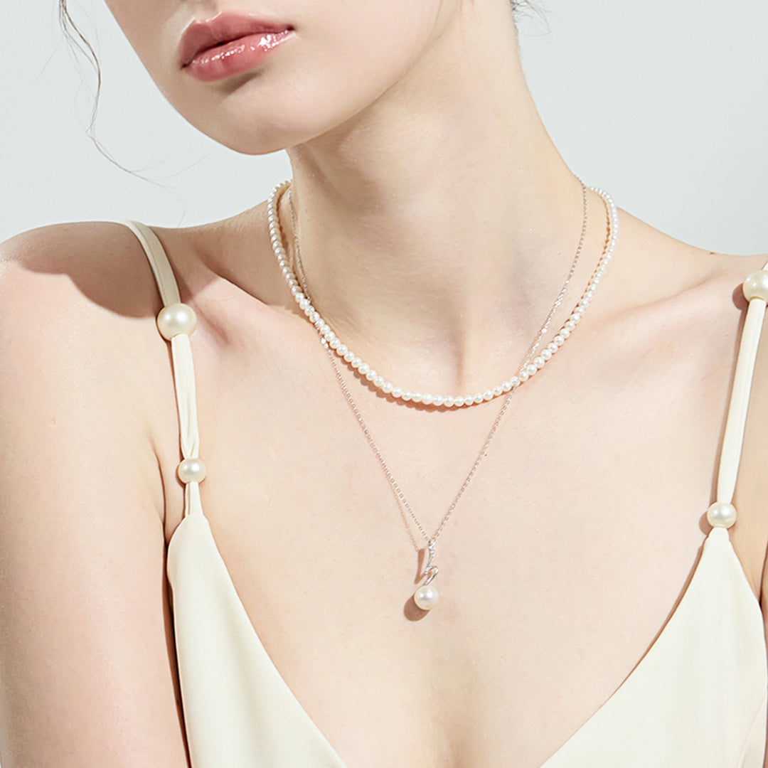 Collar de perlas de agua dulce de primera calidad WN00608 | Colección S