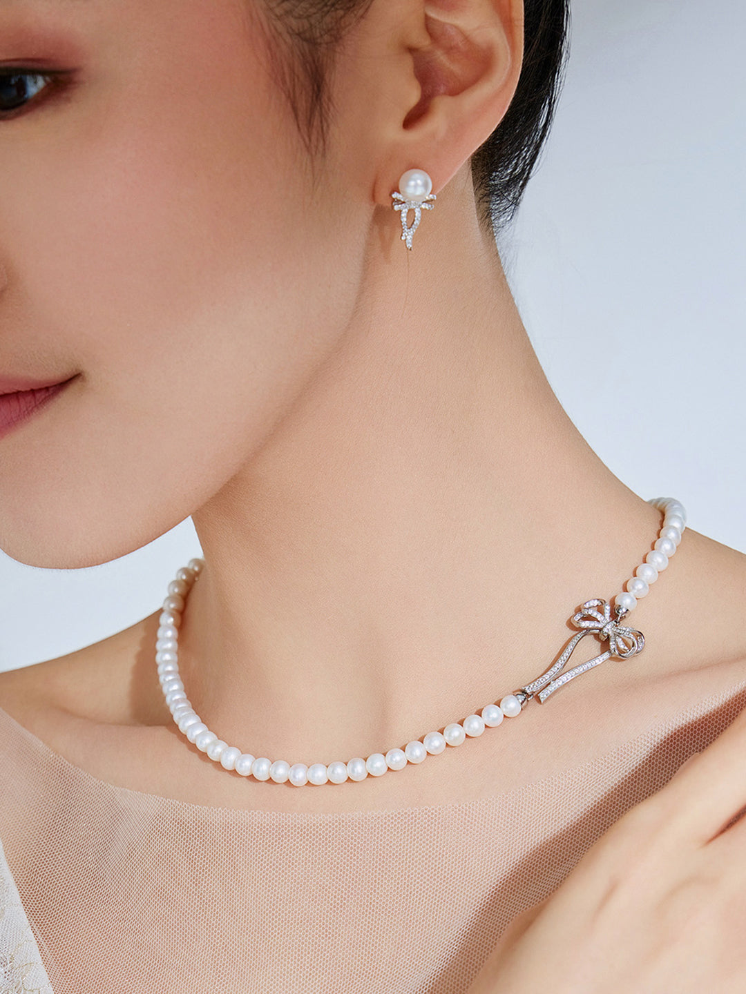 Kalung Mutiara Air Tawar Kilauan Teratas WN00614 | RIBEN