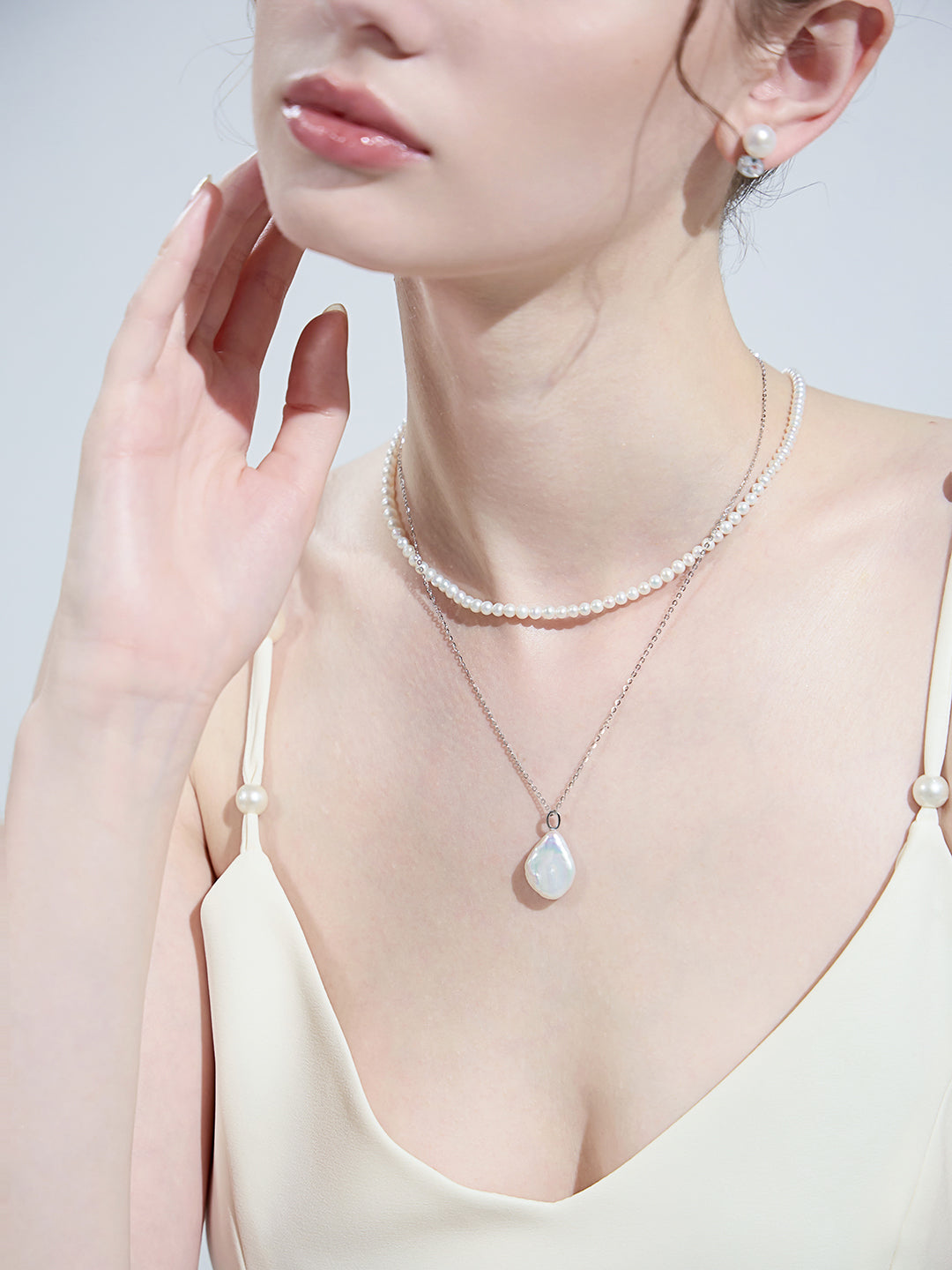 Collar de perlas de agua dulce Keshi WN00624