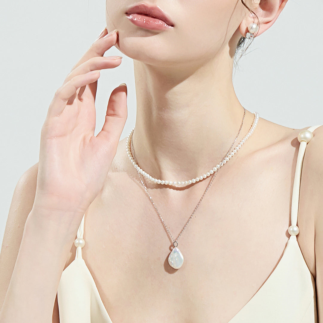 Collar de perlas de agua dulce Keshi WN00624