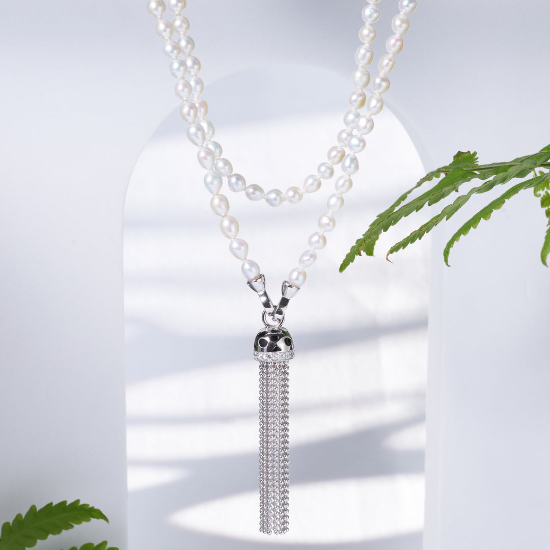 Collana di perle d'acqua dolce con stampa ghepardo WN00633 | SAFARI