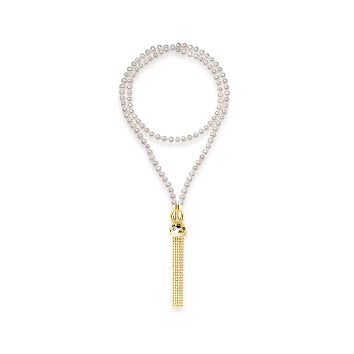Collana di perle d'acqua dolce con stampa ghepardo WN00634 | SAFARI