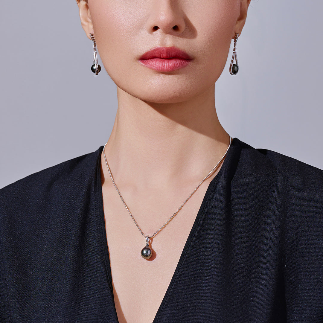 أعلى بريق قلادة من اللؤلؤ التاهيتي WN00657 | مباراة مختلطة