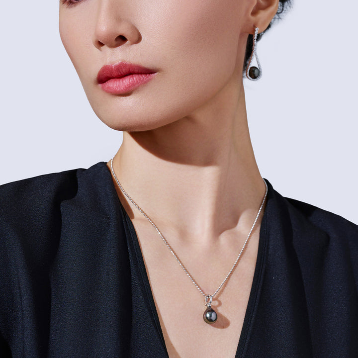 Collar de perlas de Tahití con brillo superior WN00657 | Mezclar y combinar