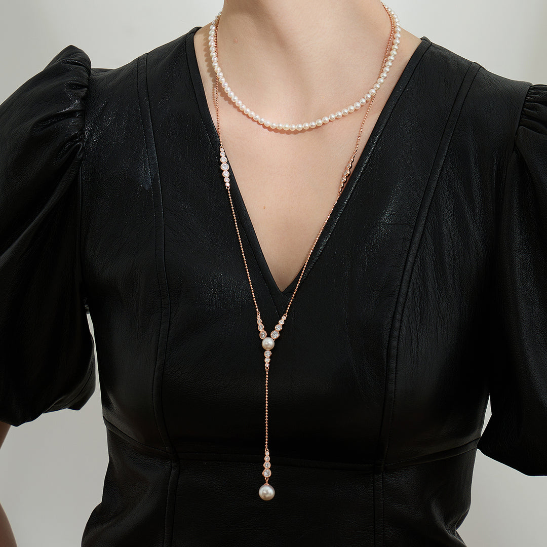 Collar de perlas Edison de grado superior WN00659| BURBUJA