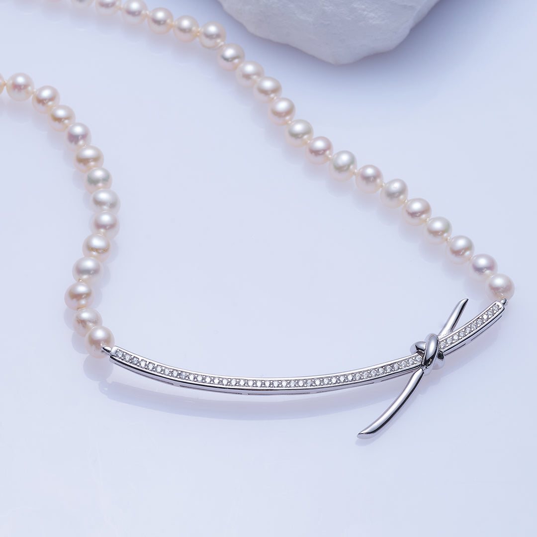 Collar de perlas de agua dulce con brillo superior WN00662 | Colección X