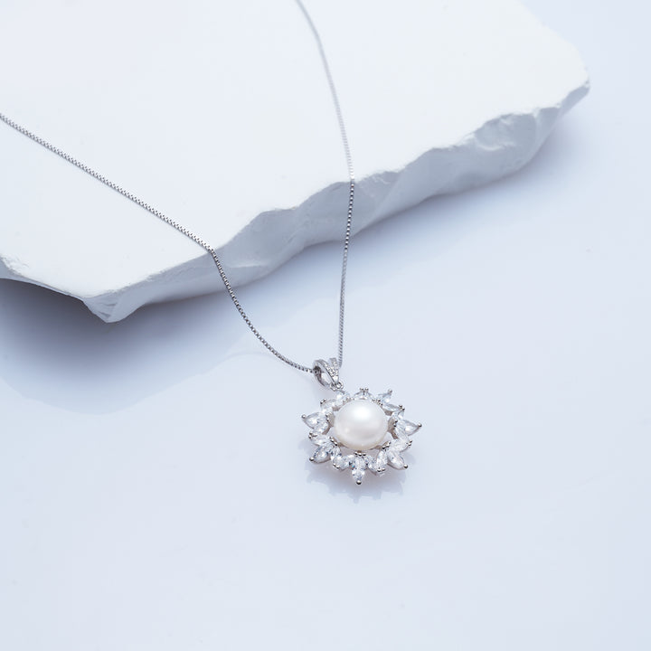 Collar de perlas de agua dulce de primera calidad WN00666 | CELESTE
