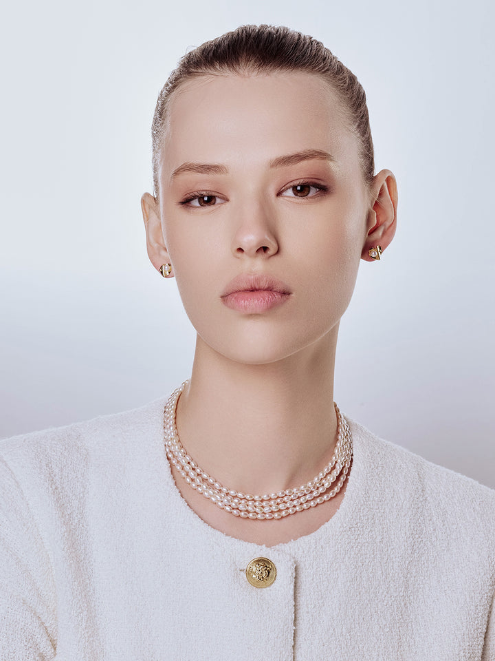 Rantai Leher Mutiara Air Tawar Choker WN00699