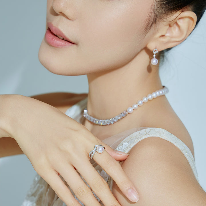 แหวนทองคำแท้ 18K เพชร Akoya Hanadama Pearl Ring KR00042 | ความต้องการ