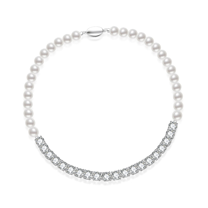 Collier de perles d'eau douce blanches brillantes WN00710