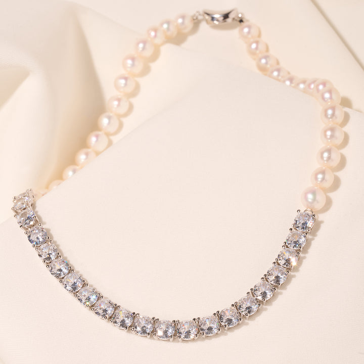 Collar de perlas de agua dulce blancas Top Lustre WN00710