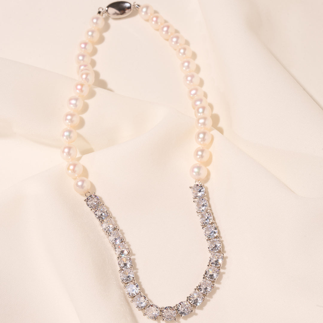 Collar de perlas de agua dulce blancas Top Lustre WN00710