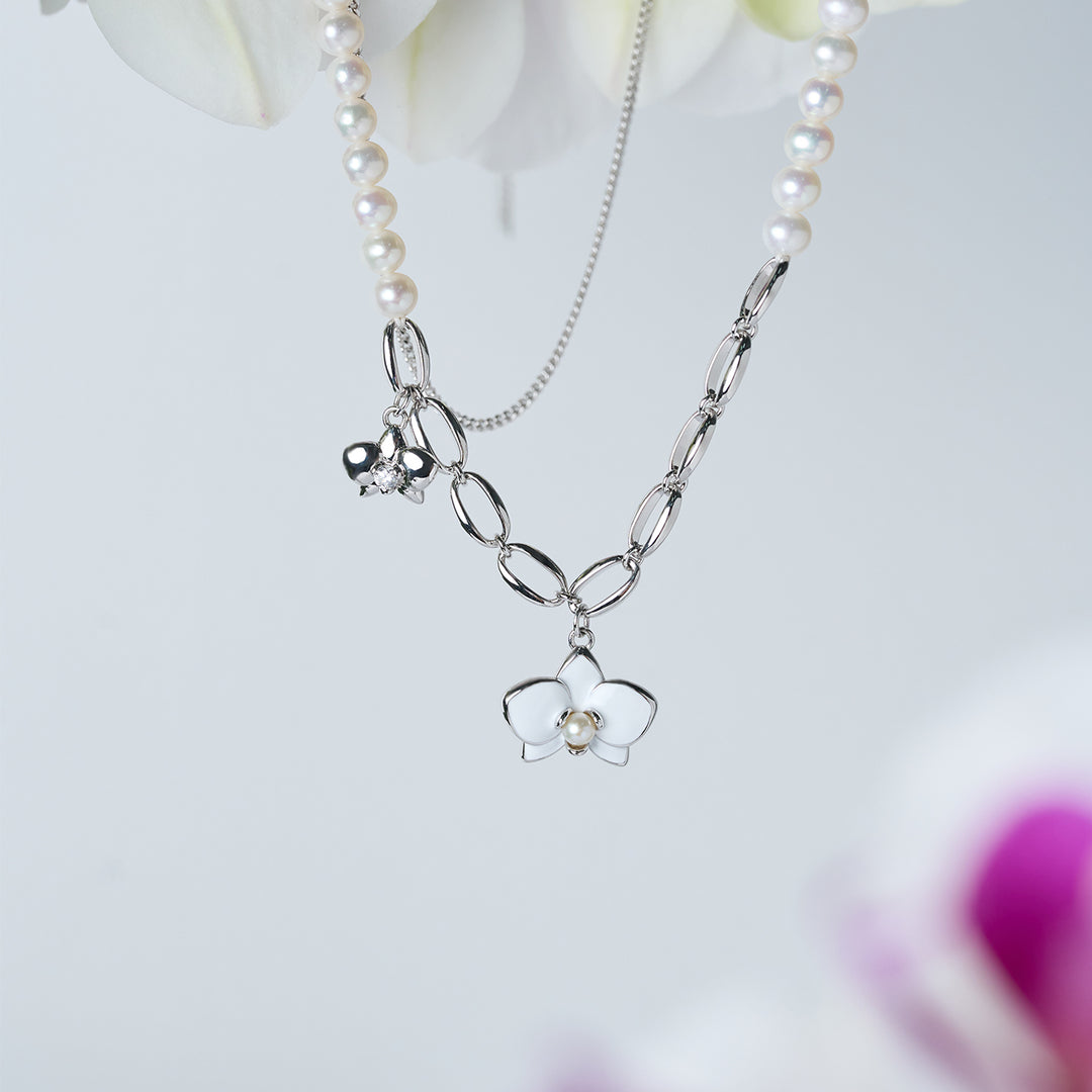 Collier de perles d'eau douce de première qualité WN00715 | ORCHIDÉE